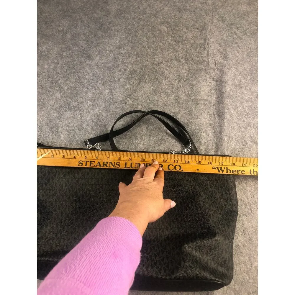 Michael Kors Black MK Logo Jet Set Travel Tote Tablet Zip NWOT - Picture 9 of 10